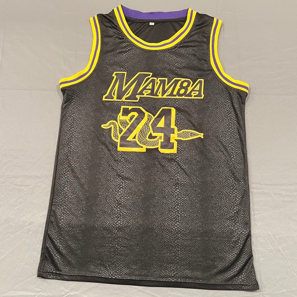 Kobe Bryant 24 Black Mamba Jersey Snakeskin Print Basketball Tank Small
